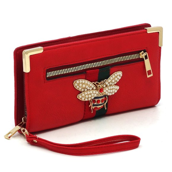 Bee Stripe Clutch Wallet- Wristlet - Picture 2 of 5